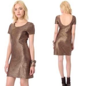 Free People mini metallic dress in chocolate bronze small